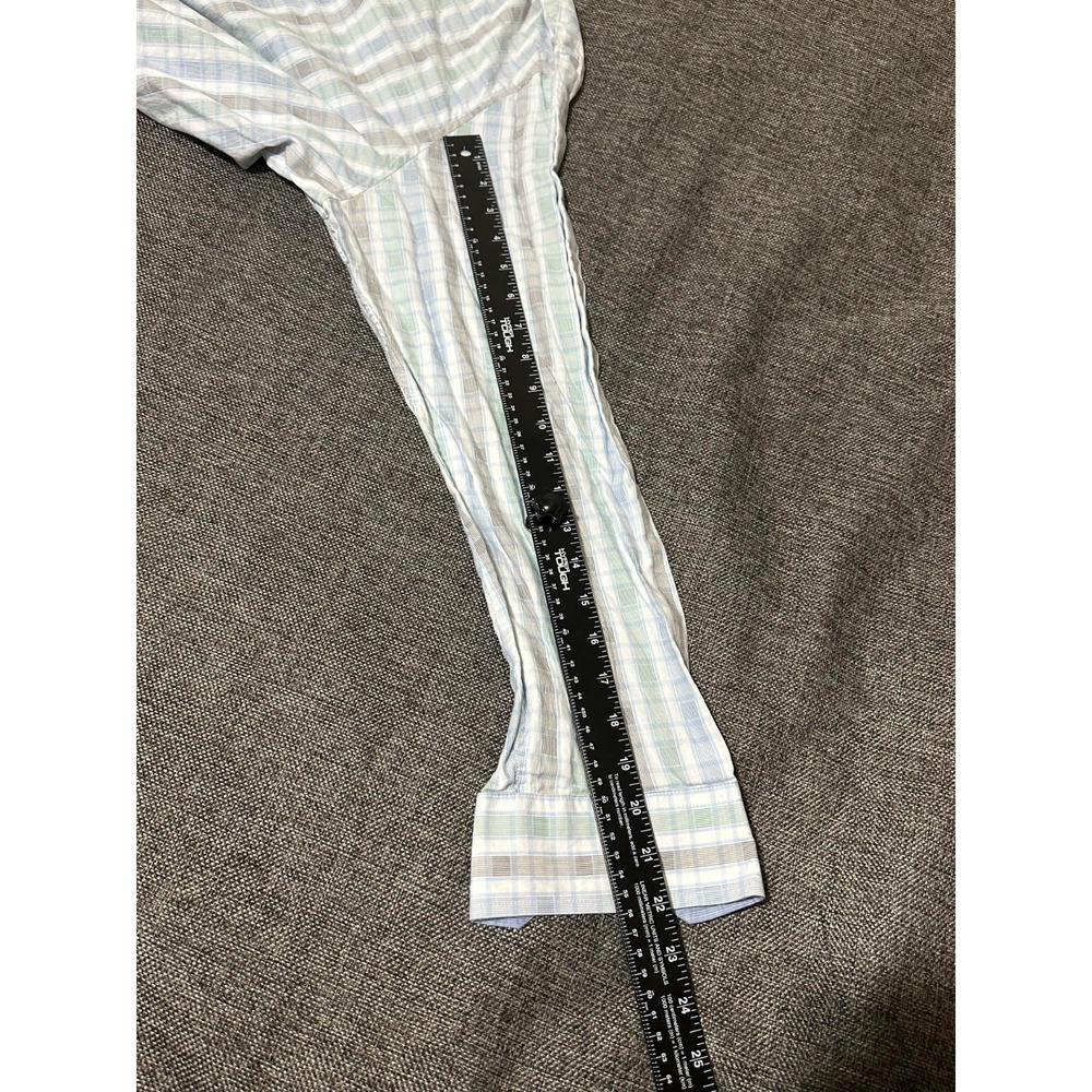 Tasso Elba Men's XXL 18-18 1/2 Stiped Plaid Long Sleeve Shirt - Picture 3 of 5